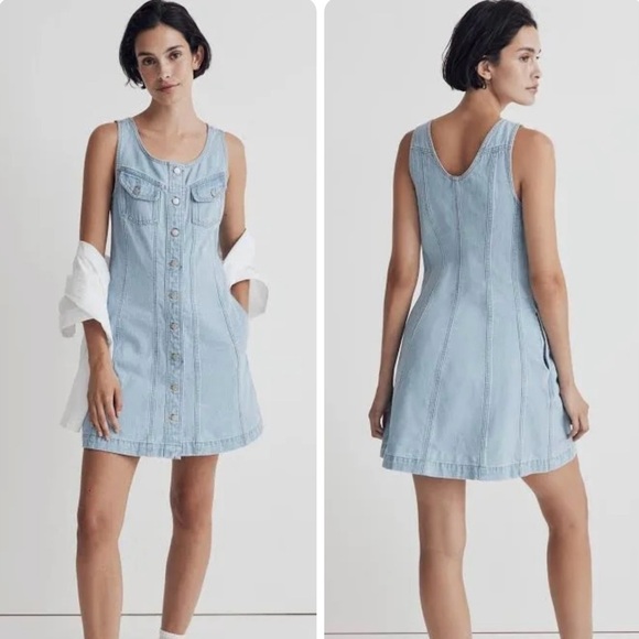 Madewell Dresses & Skirts - Madewell Denim Sleeveless Seamed Mini Dress Size 4 Palomilla Wash